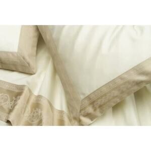 Queen KREISS Luxury Linens Border Bed Duvet Satin Jacquard Striped Scroll Trim